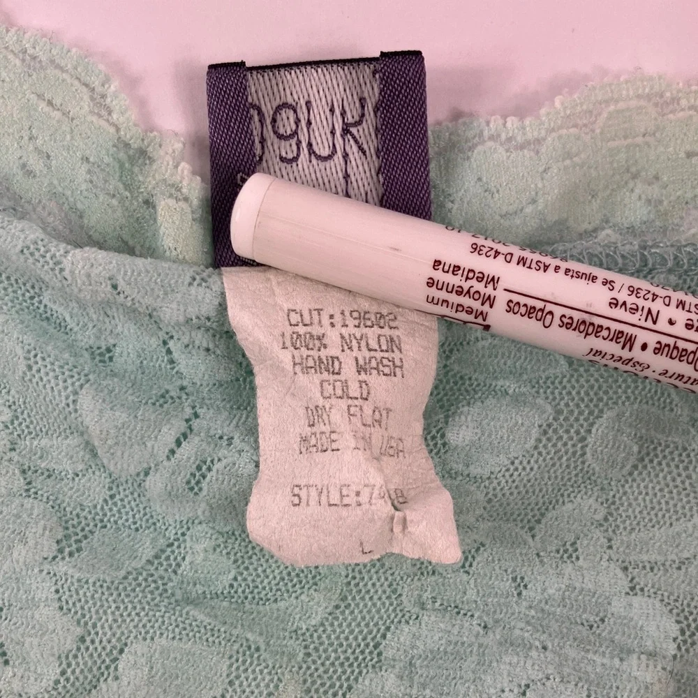 Vintage Y2K Hanky Panky Light Blue Lace Wrap Blouse - Picture 4 of 8